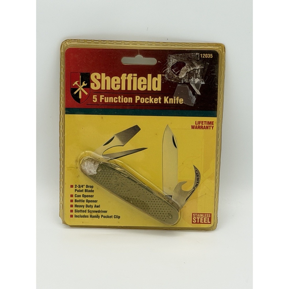 Vintage Sheffield Stainless Steel Multi-Tool Folding Pocket Knife New Sealed